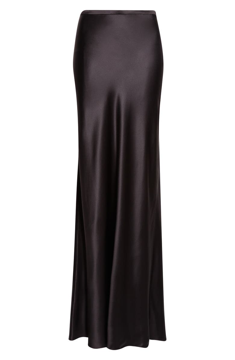 Saint Laurent Bias Cut Silk Satin Skirt, Main, color, Noir