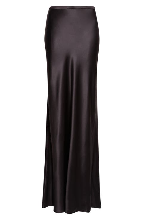 Bias Cut Silk Satin Skirt