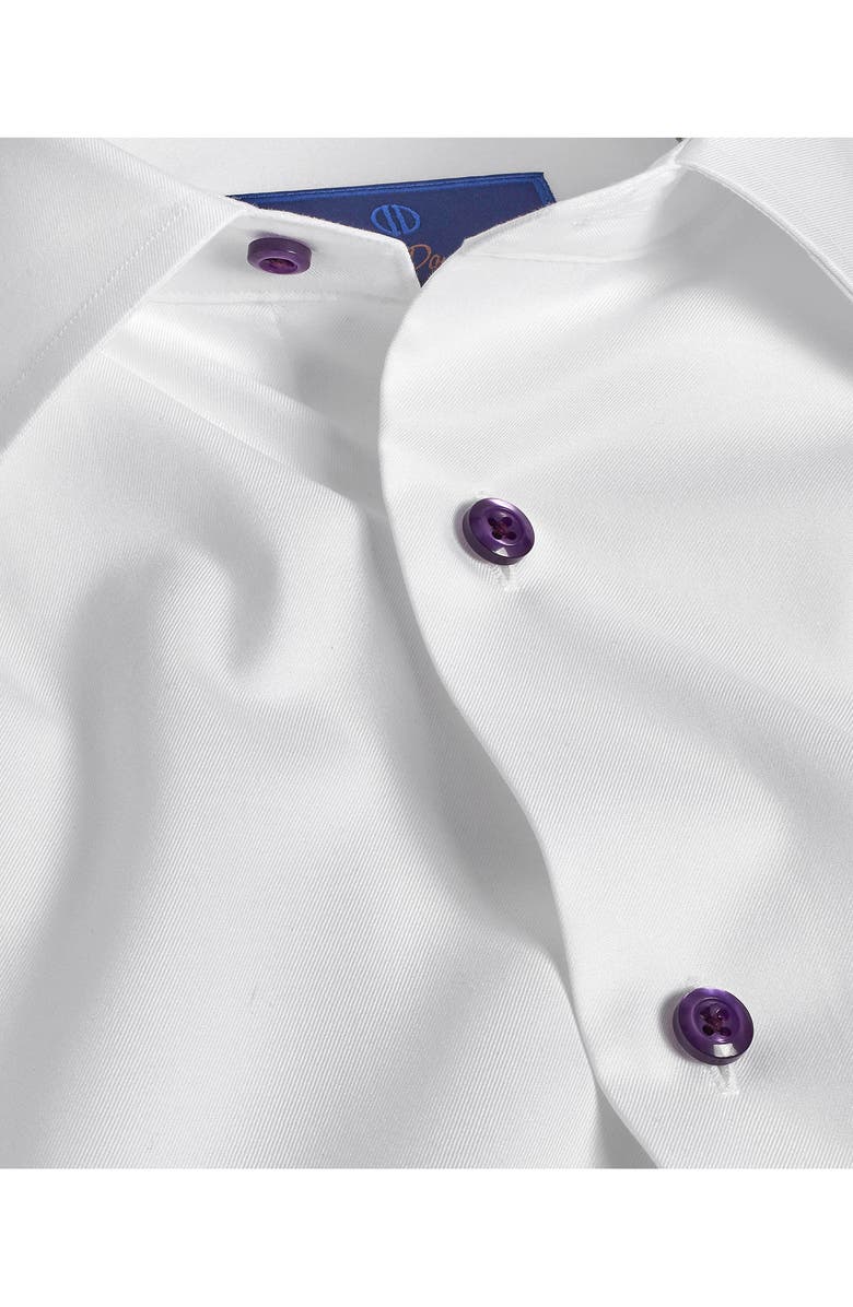 David Donahue Trim Fit Superfine Twill Dress Shirt, Alternate, color, White