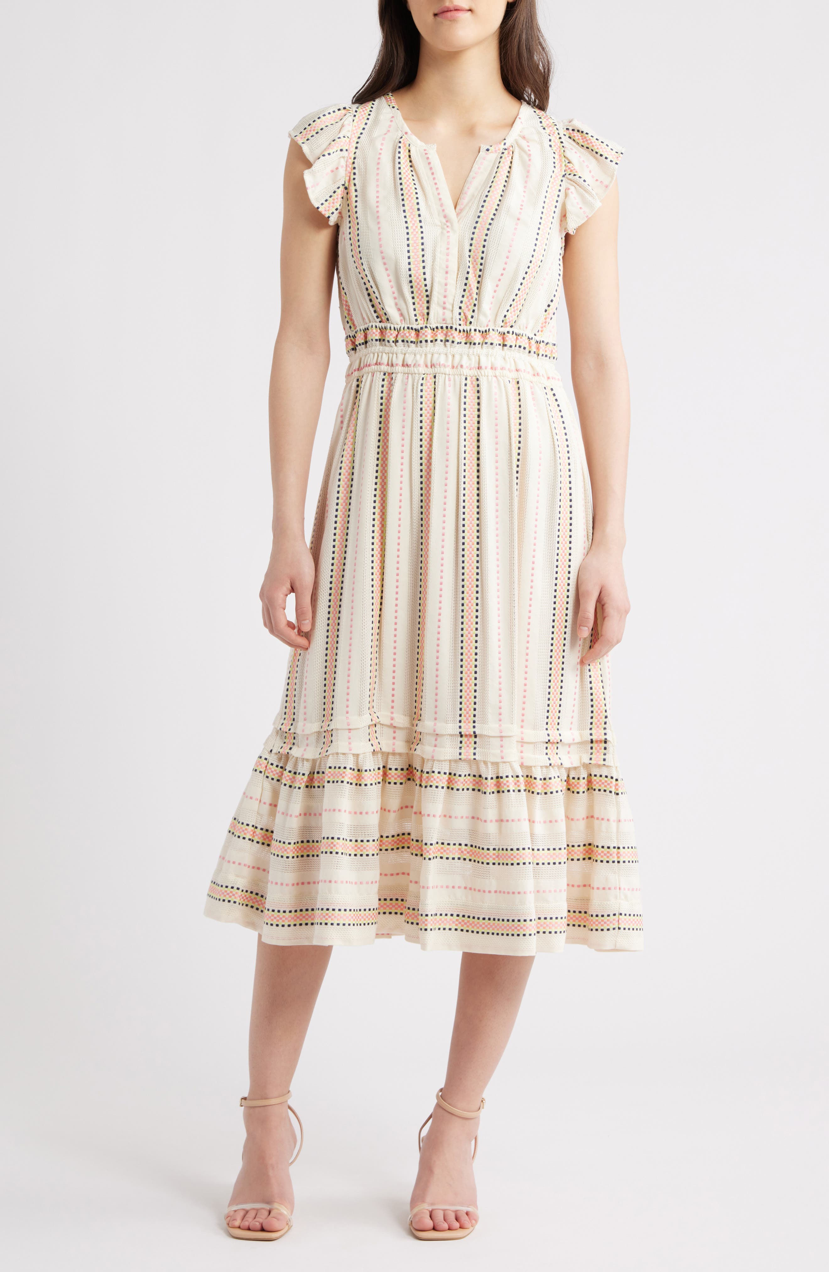 レディース Multi-WayBack Ribbon Stripe Dress