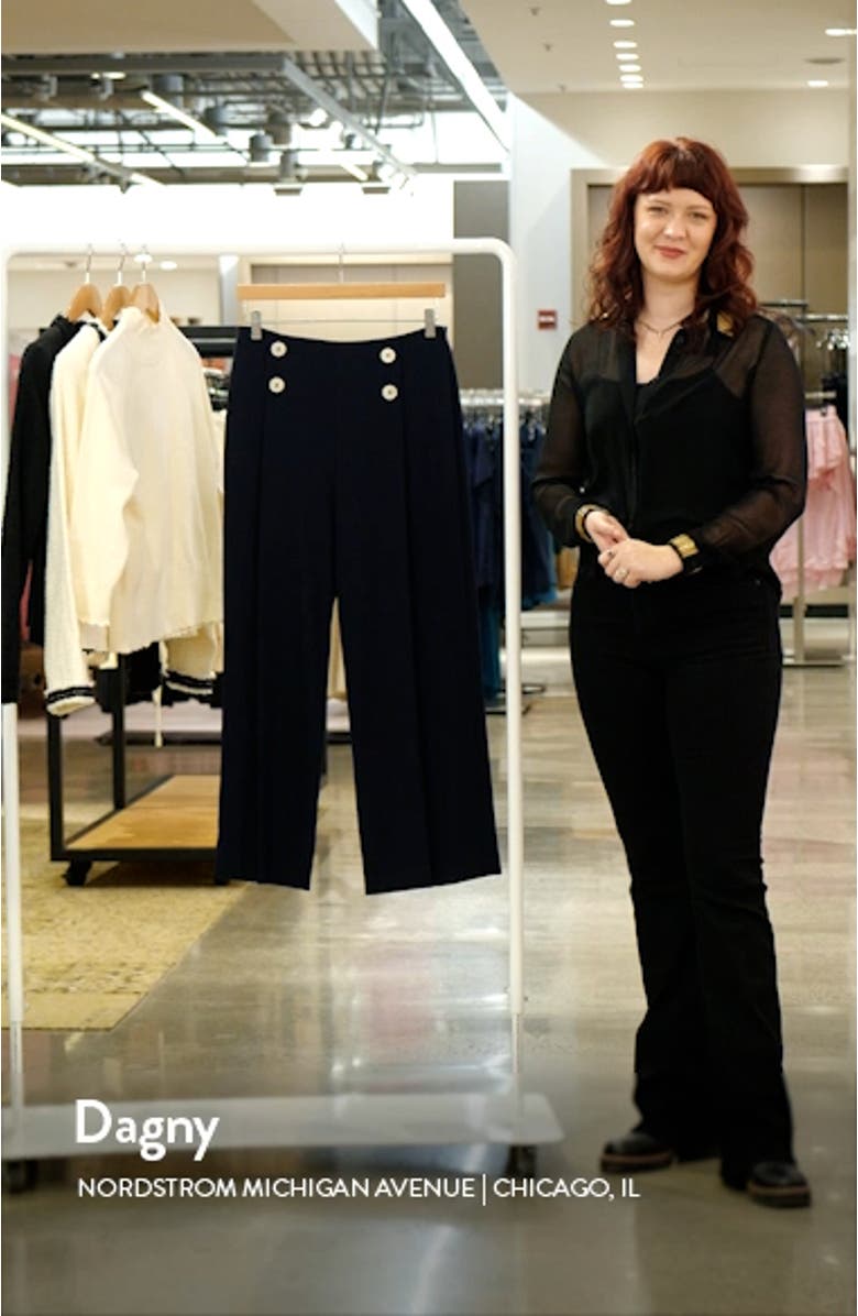 Parker Button Detail Crop Straight Leg Trousers, sales video thumbnail
