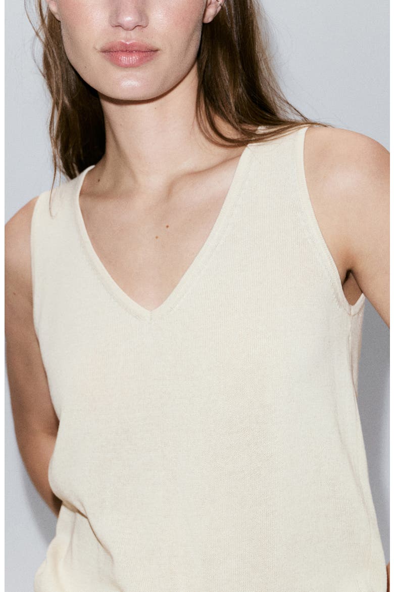 V-Neck Knit Top, Alternate, color, SAND