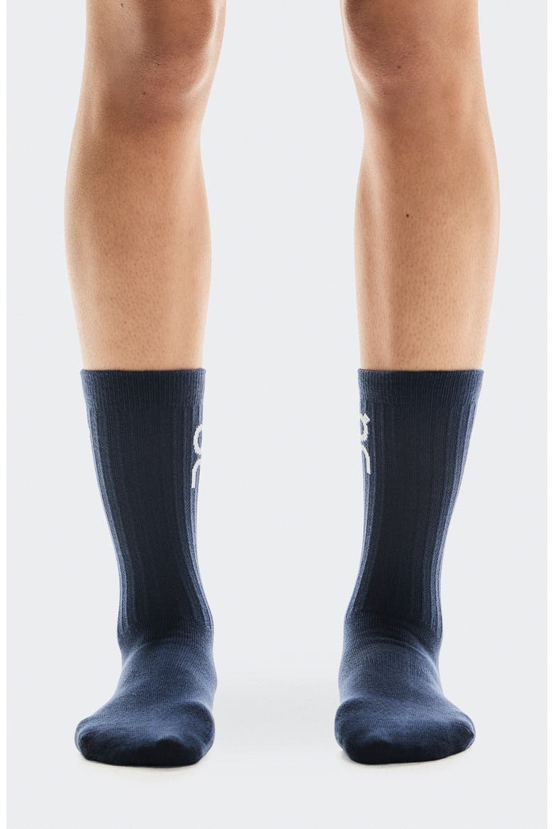 Logo Organic Cotton Crew Socks, Alternate, color, NAVY