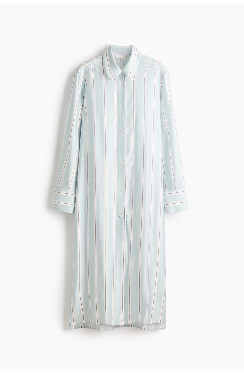 H&M Long viscose-blend shirt, Alternate, color, Light Blue/Striped