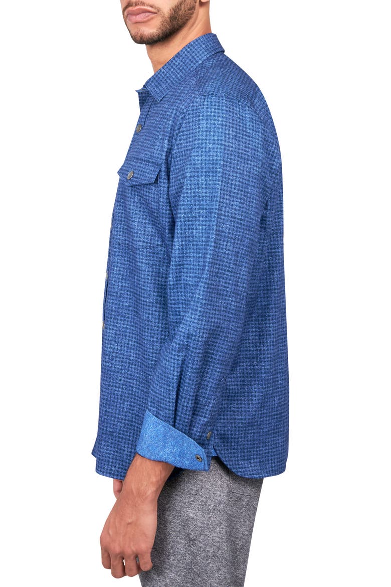Dot Geo Cotton Stretch Shirt Jacket, Alternate, color, NAVY