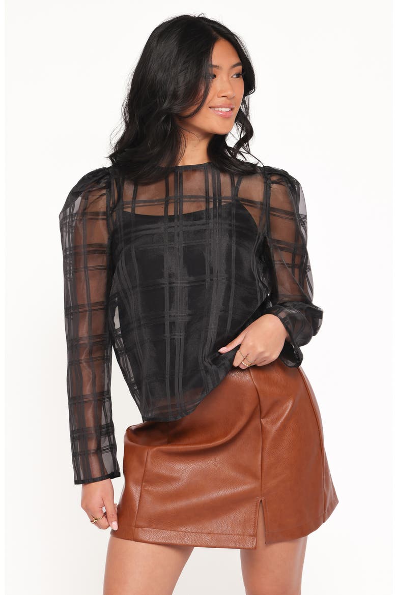 Peony Sheer Long Sleeve Shirt, Alternate, color, BLACK