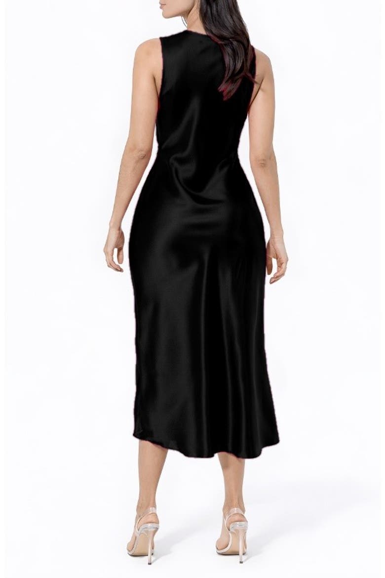 Cowl Neck Sleeveless Satin Midi Dress, Alternate, color, BLACK