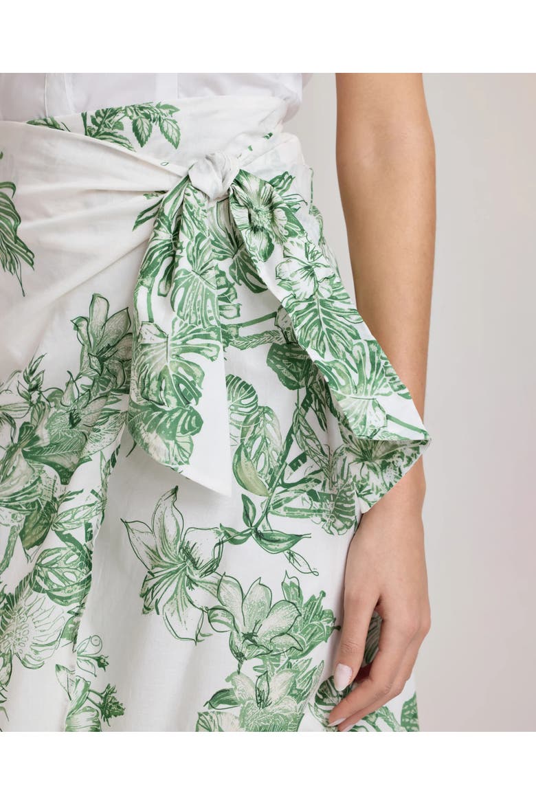 Flora Cotton Tie Skirt, Alternate, color, Tropical Green Floral
