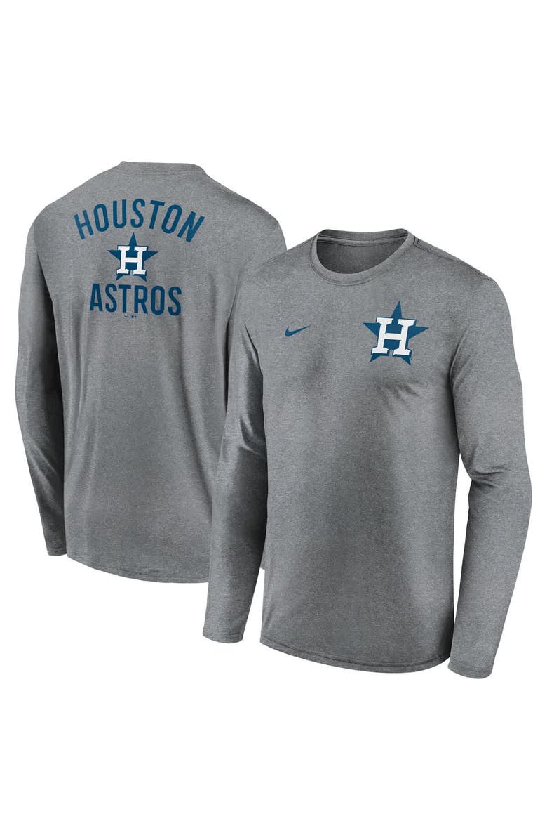 Nike Men's Nike Heather Charcoal Houston Astros 2-Hit Legend Performance Long Sleeve T-Shirt, Main, color, Heather Charcoal