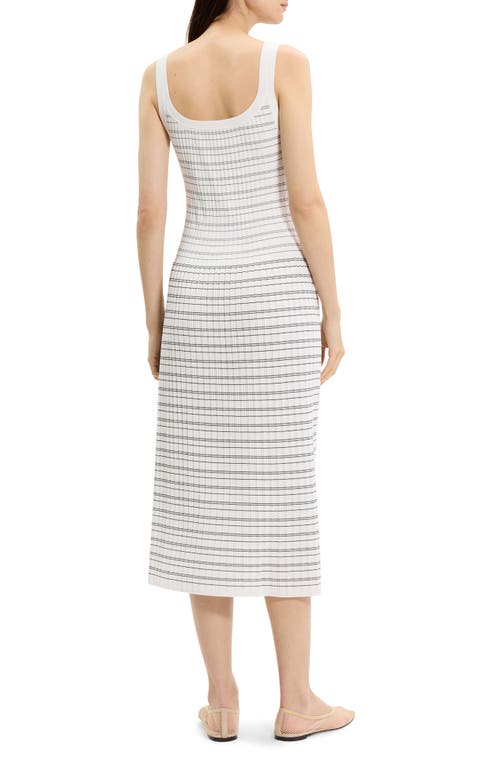 Theory Variegated Stripe Pima Cotton Blend Midi Dress In White
