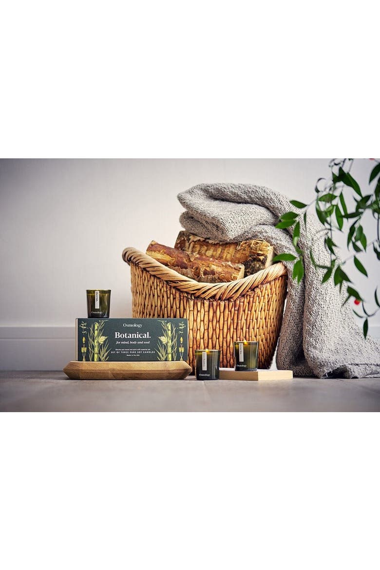 Botanical Green Mini Candle Gift Set, Alternate, color, black
