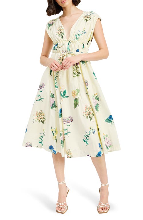 EN SAISON EN SAISON ASHLEY FLORAL PRINT SLEEVELESS MIDI DRESS