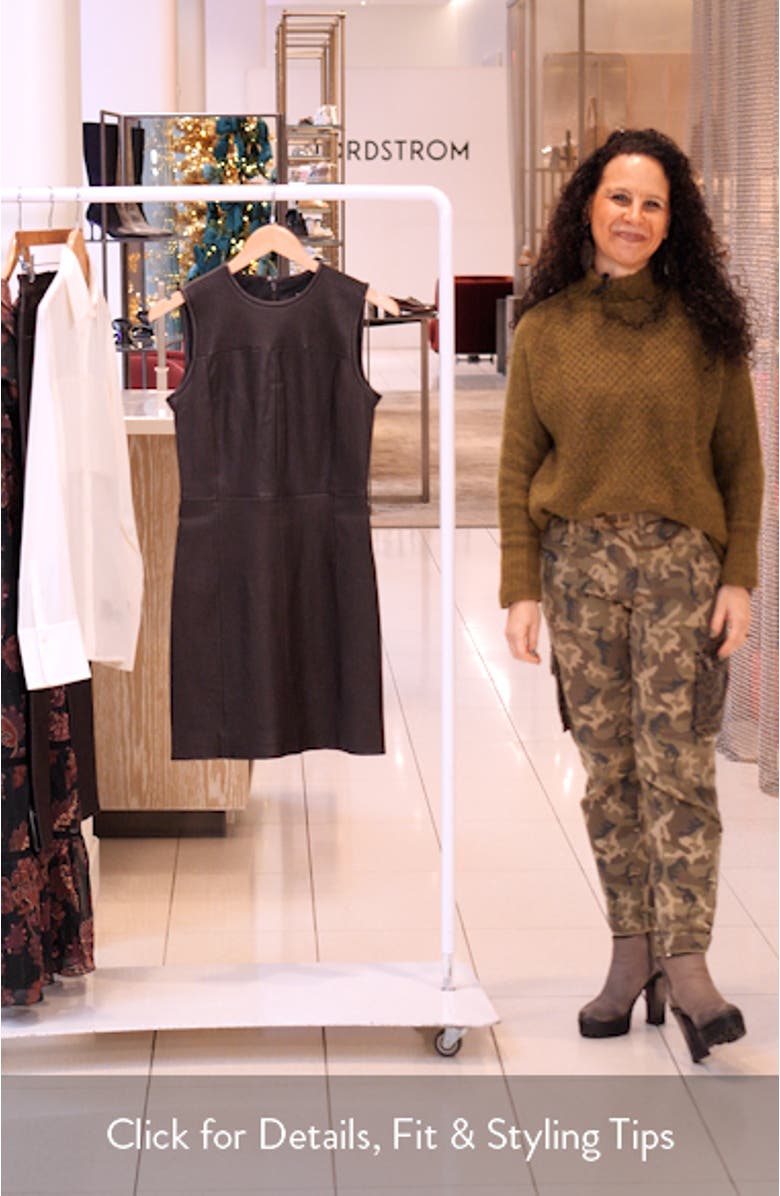 Seamed Sleeveless Leather Minidress, sales video thumbnail