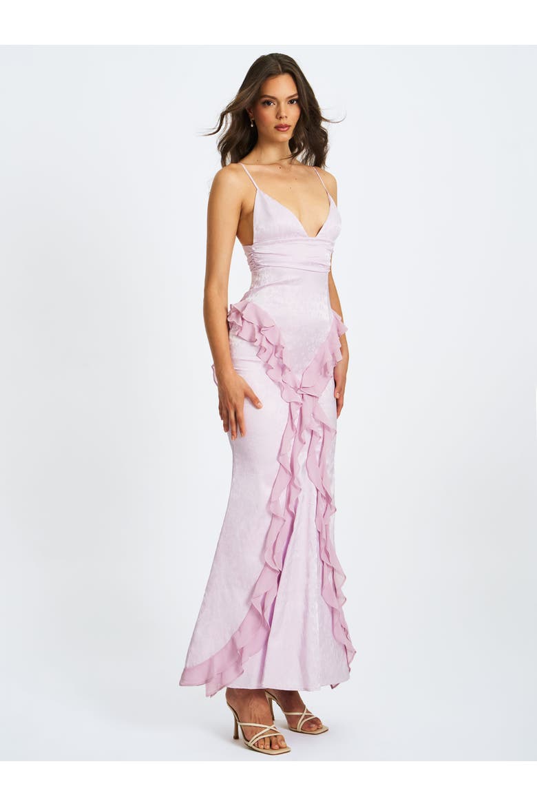 Paolina Jacquard Ruffle Mermaid Maxi Dress, Alternate, color, Purple
