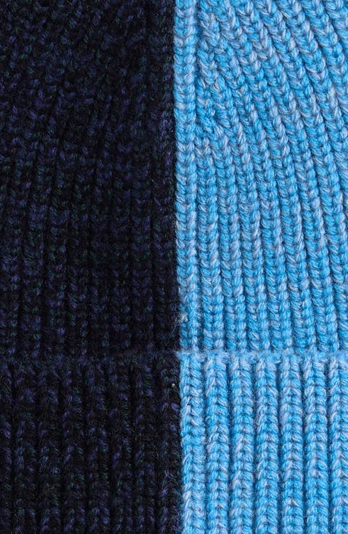 Waste Yarn Project Kaja Colorblock One Of A Kind Beanie In Tonal Blue