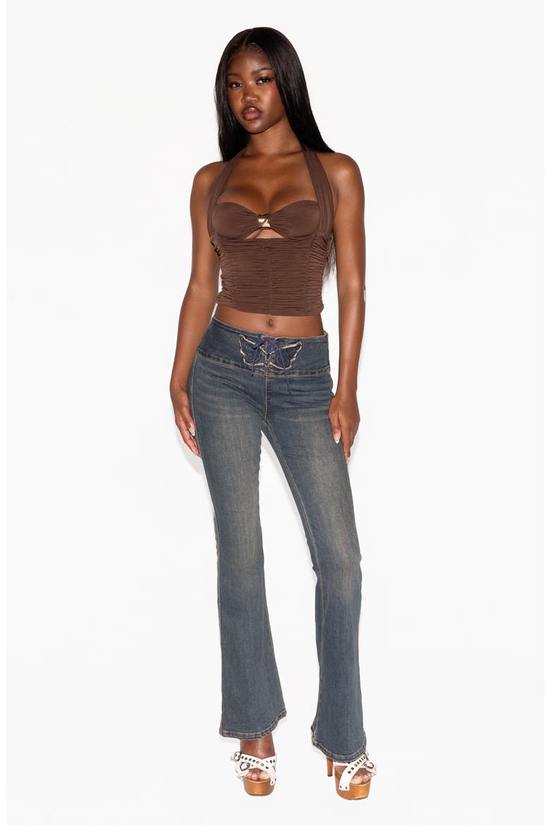 Briallen Ruched Crop Halter Top, Alternate, color, CHOCOLATE BROWN