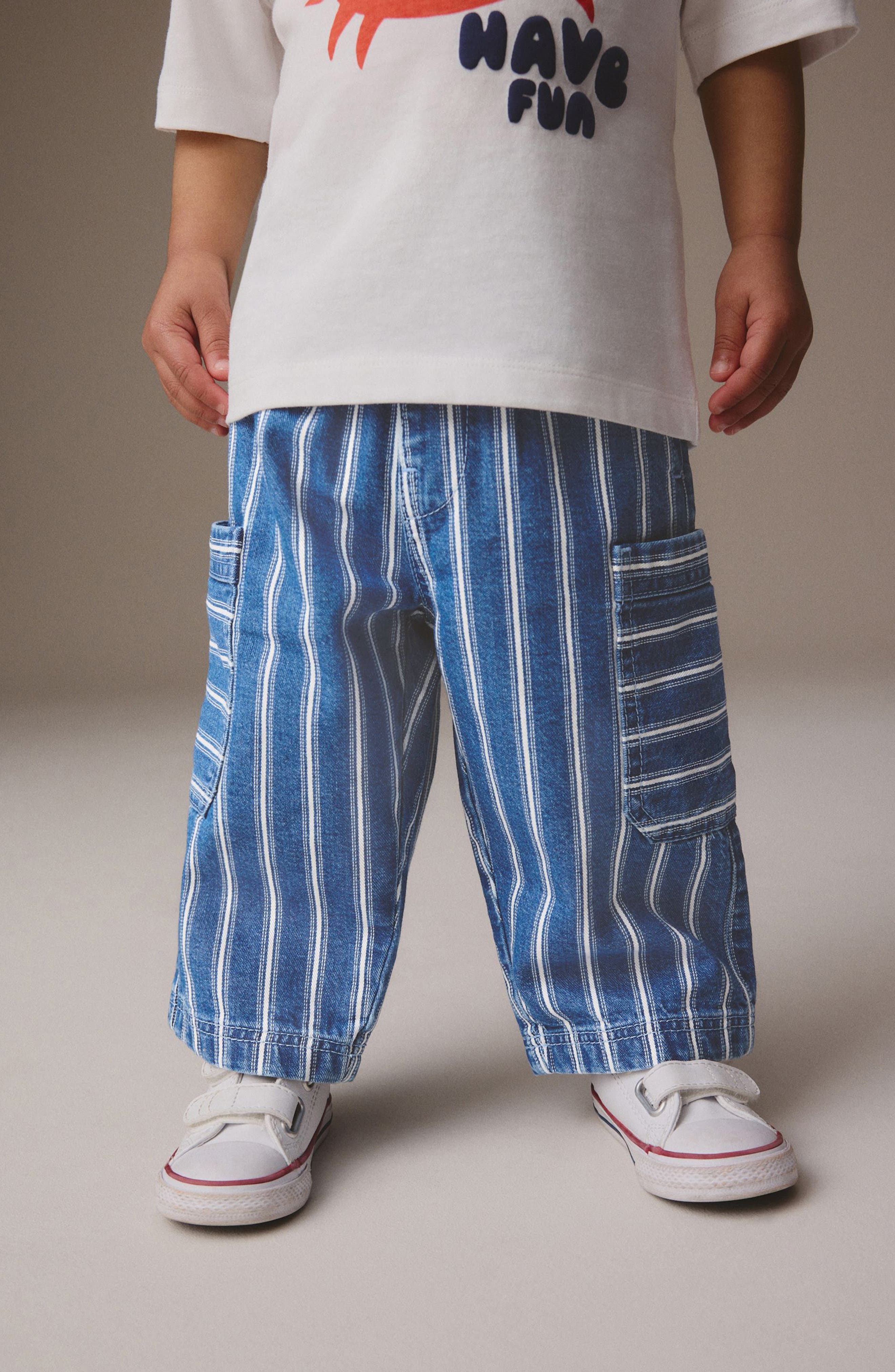 NEXT Kids' Stripe Wide Leg Cargo Jeans — фото 2