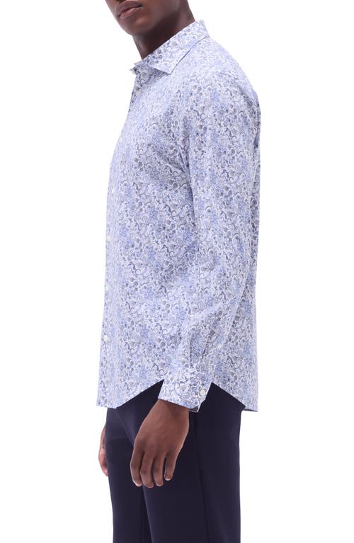 BUGATCHI BUGATCHI AXEL PAISLEY SHAPED FIT STRETCH COTTON BUTTON-UP SHIRT