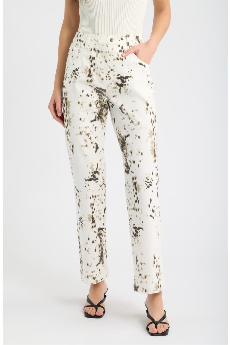 Pony Print Straight Leg Denim Leggings, Main, color, WHITE