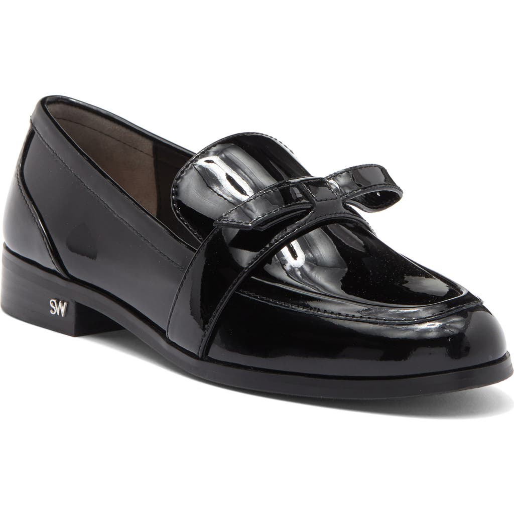 Stuart Weitzman Emma Bow Loafer In Black Patent