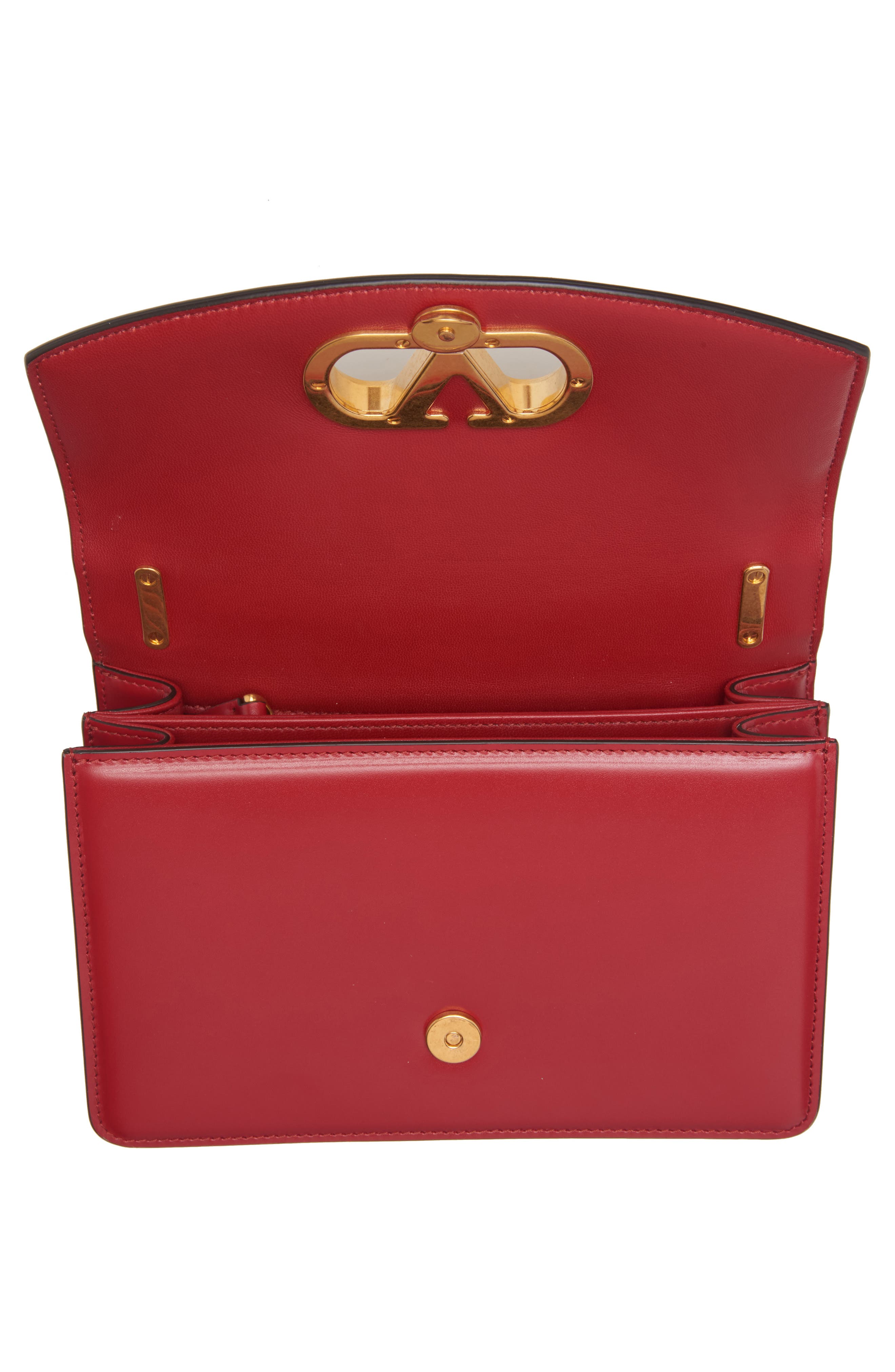 Small DeVain VLOGO Leather Shoulder Bag, Alternate, color, DARK BRANDY