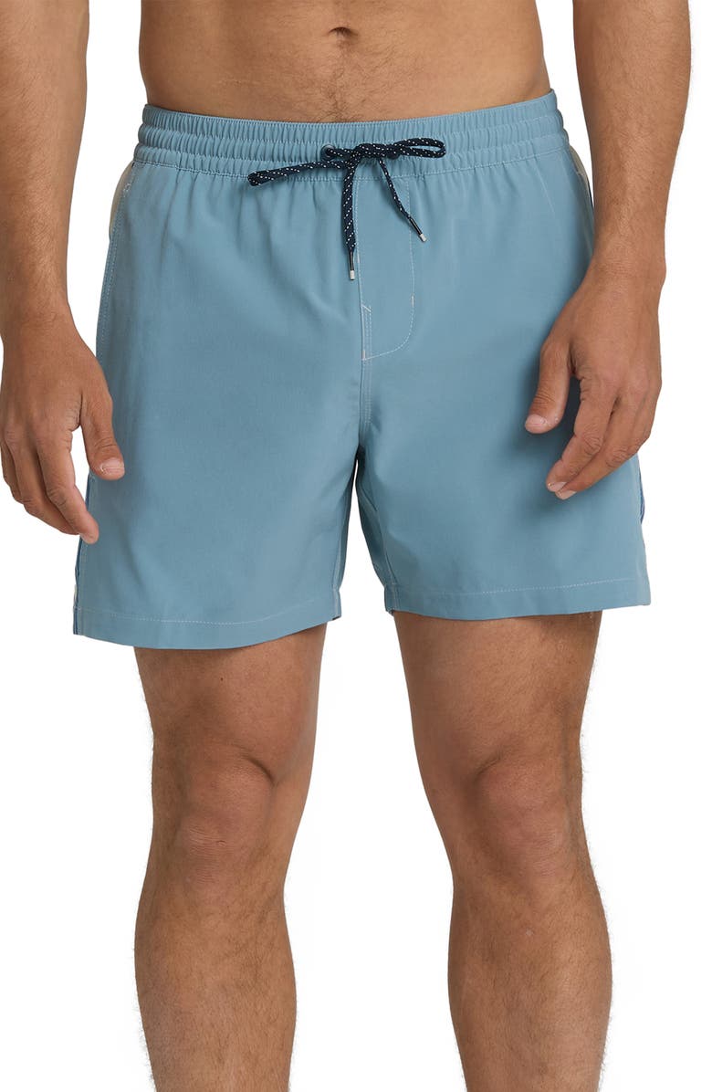 Billabong Dbah Panel Layback Swim Trunks, Main, color, Blue Fog