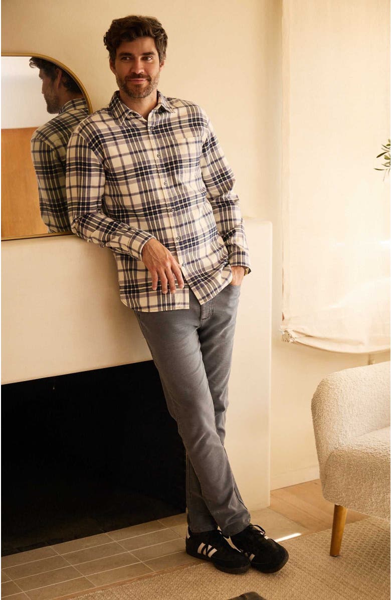 Surfside Supply Co. Brian Flannel Plaid Shirt, Alternate, color, Jet Stream Combo