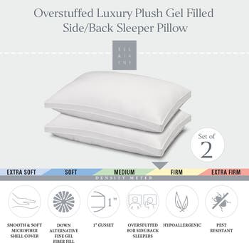 Gusseted Firm Plush Down Alternative Side/Back Sleeper Pillow, Set of 2