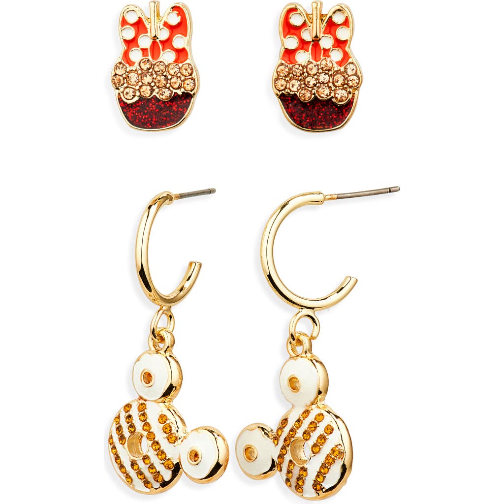 Baublebar X Disney® Set Of 2 Mickey & Minnie Mouse Fall Harvest Stud & Hoop Earrings In Multi