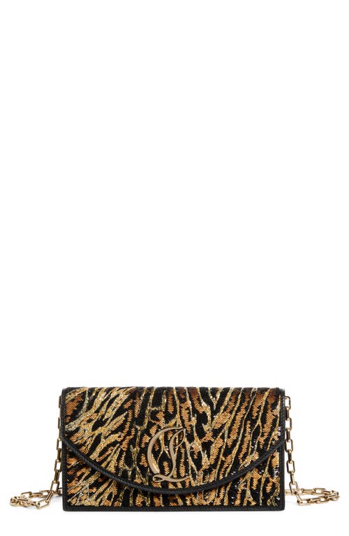 Christian Louboutin Loubin54 Ocelot Sequined Satin Clutch Bag In Black/multi/gold