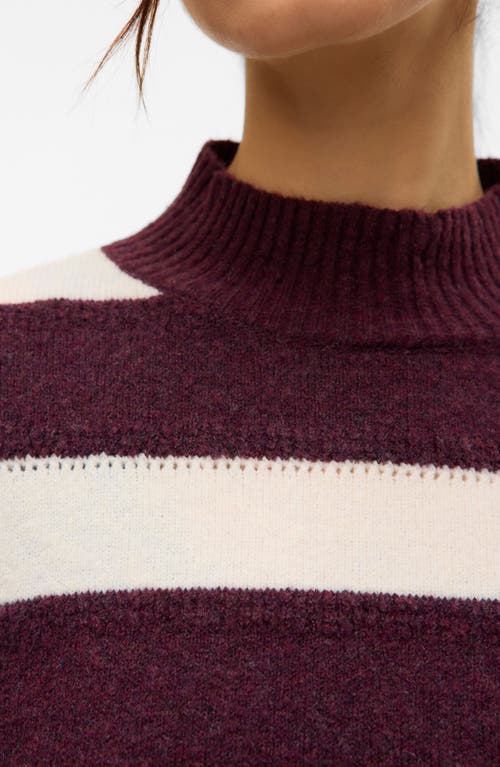 Vero Moda Inez Stripe Mock Neck Sweater In Brown