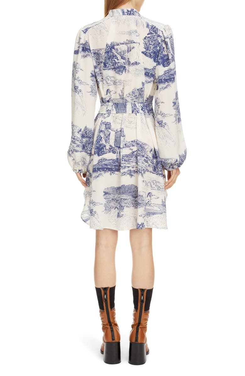 Chloé Toile Long Sleeve Belted Silk Minidress, Alternate, color, 