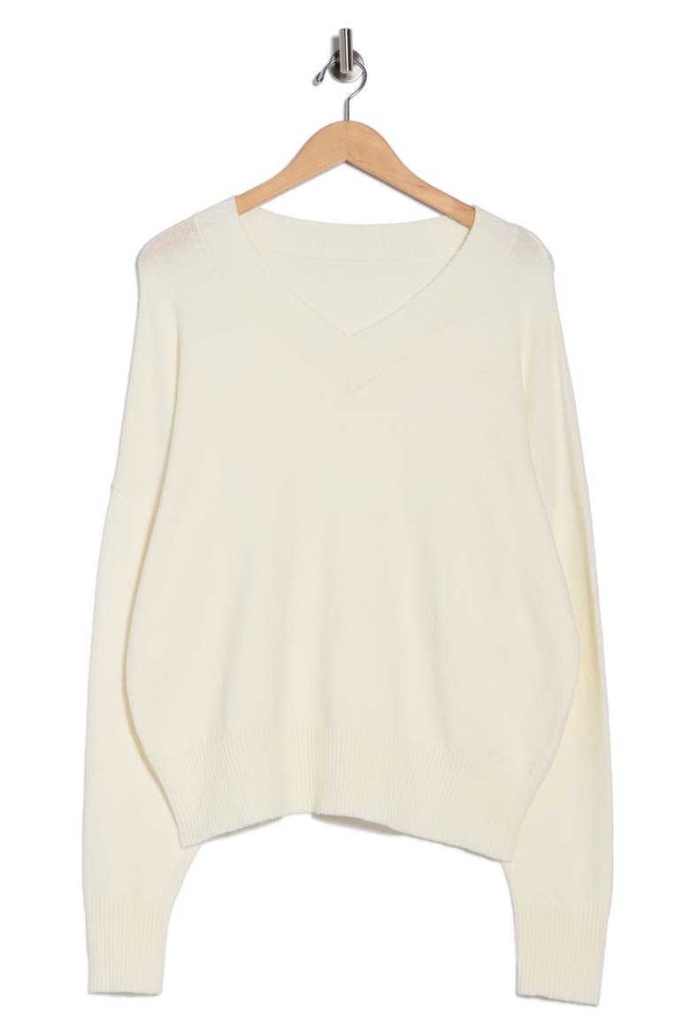 V-Neck Sweater, Alternate, color, CREME