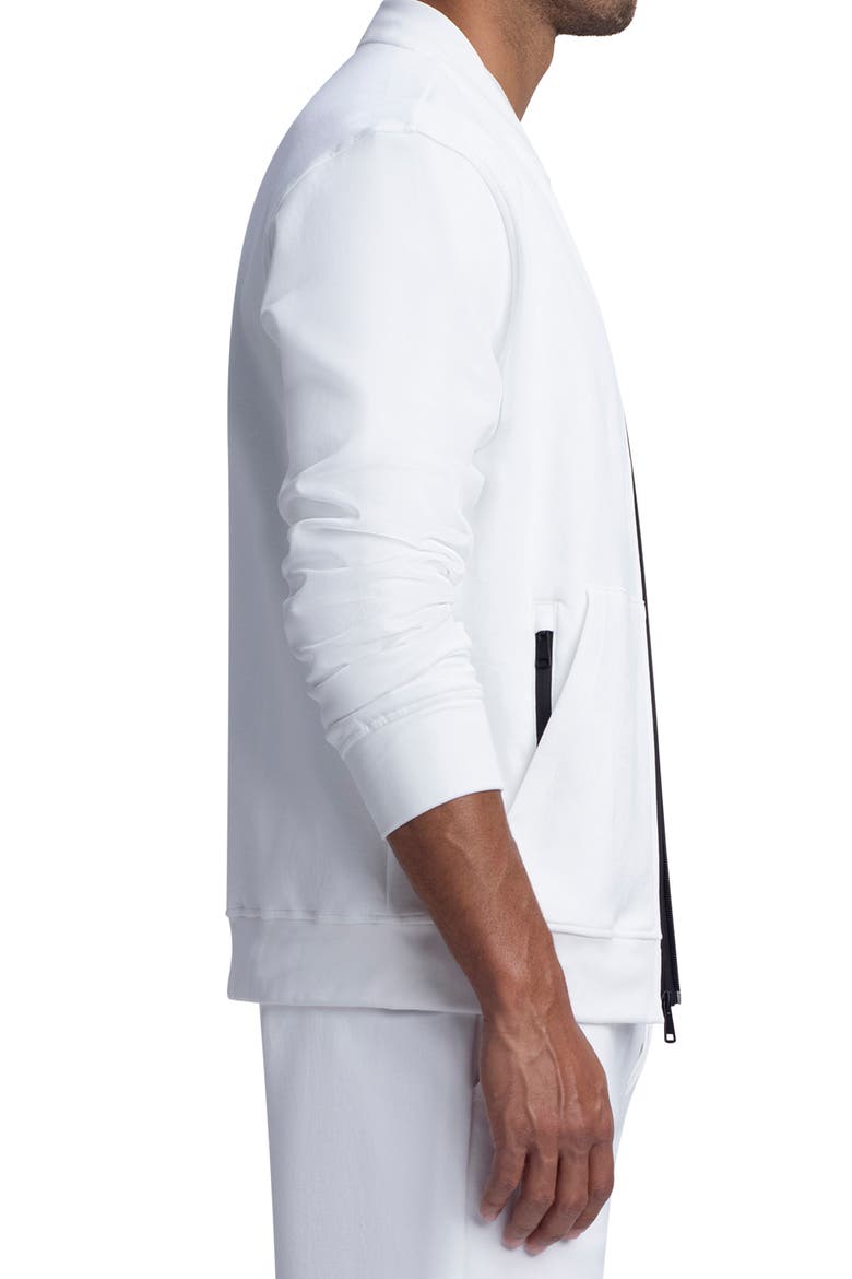 Zip Comfort Cotton Blend Bomber Jacket, Alternate, color, WHITE