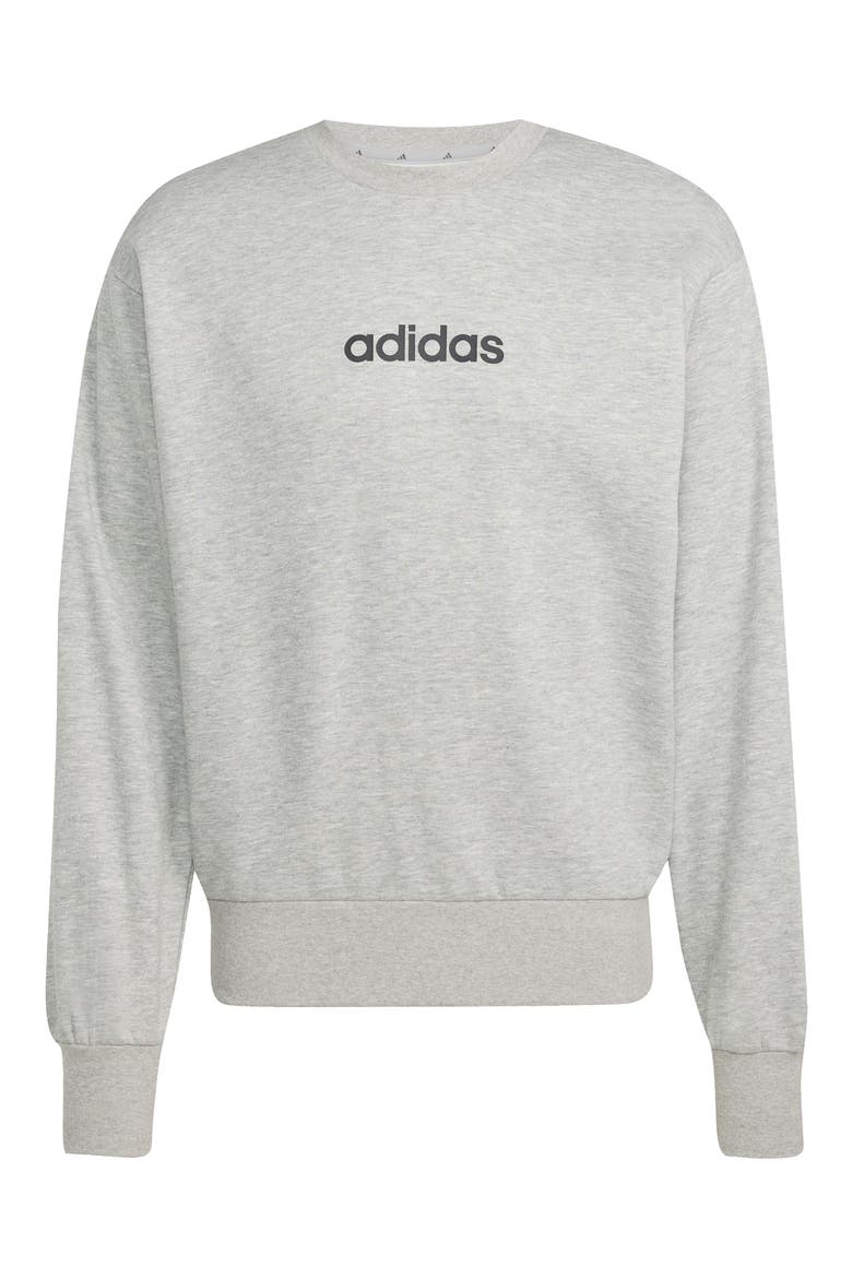Linear Logo Crewneck Sweatshirt, Alternate, color, MEDIUM GREY HEATHER/ BLACK