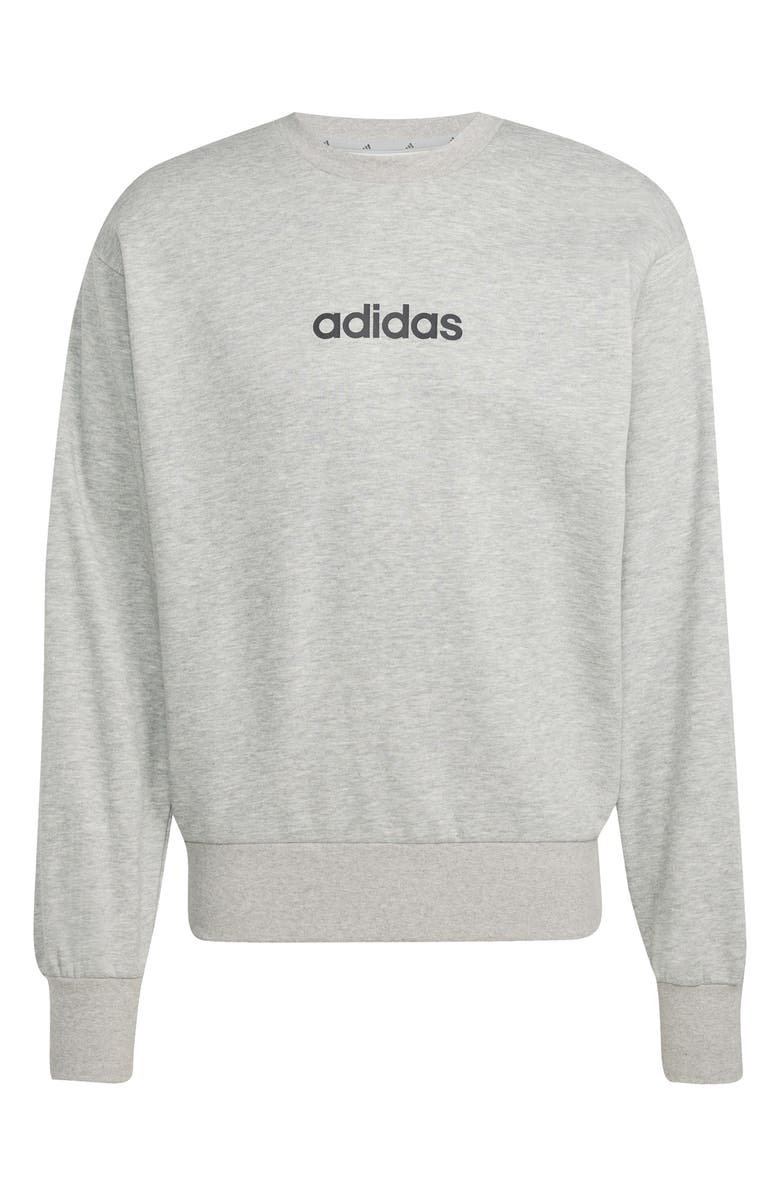 adidas Linear Logo Crewneck Sweatshirt, Alternate, color, Medium Grey Heather/ Black
