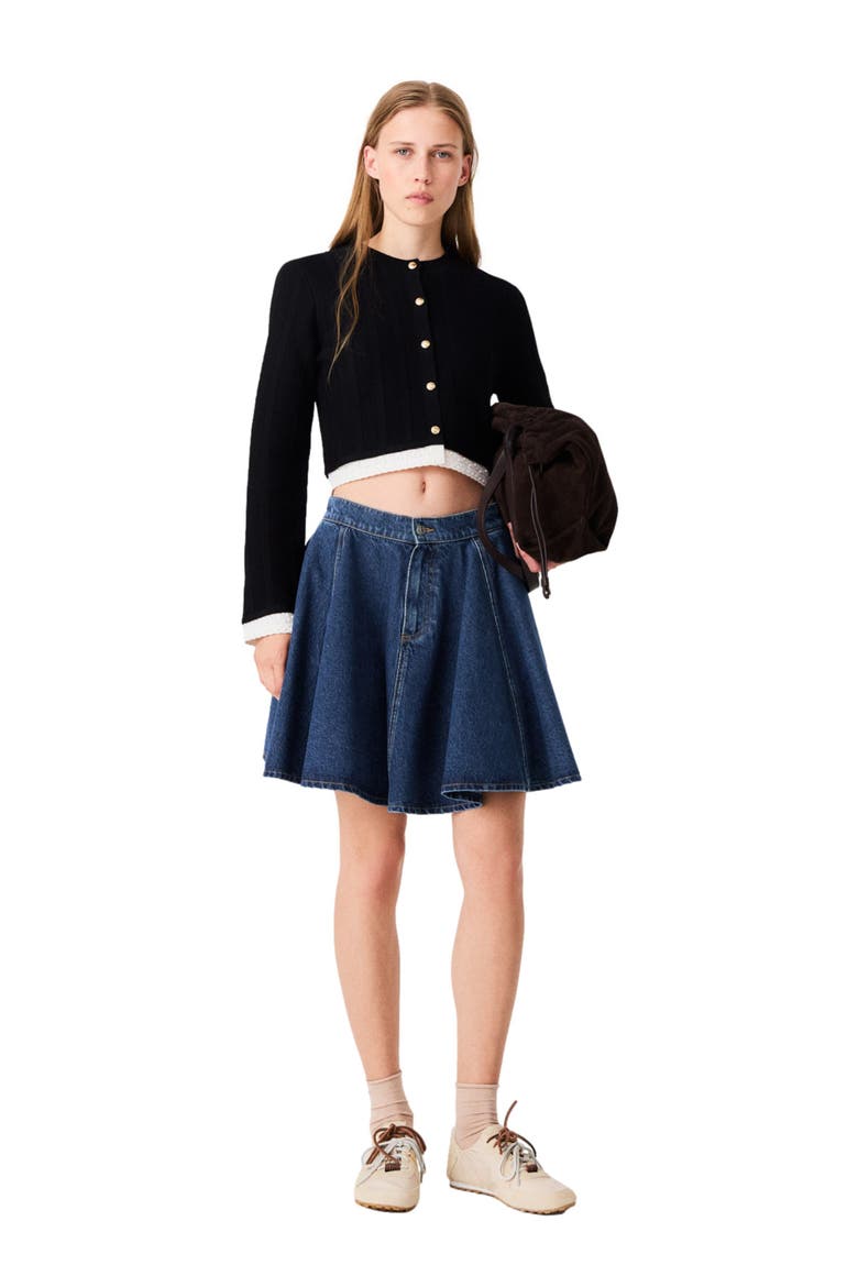 Cardigan with contrast band, Main, color, Black