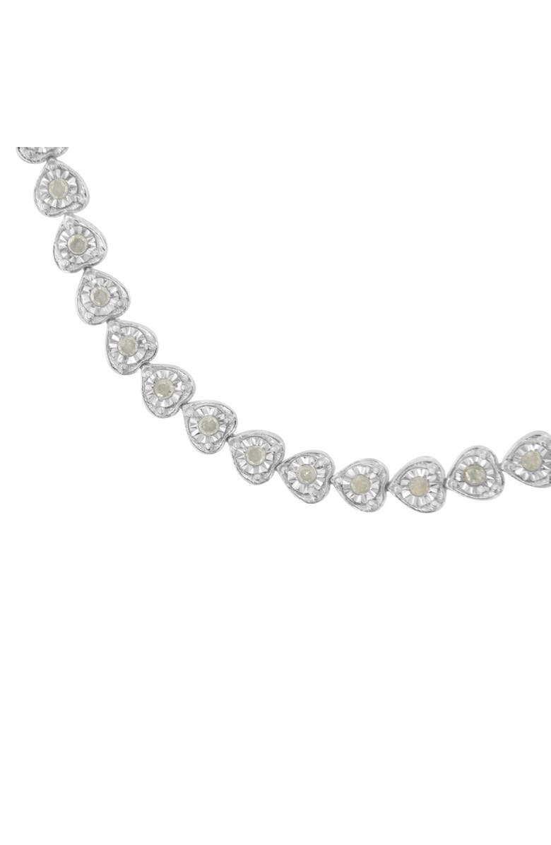 Haus of Brilliance Silver 1.0 Cttw Miracle Set Diamond Heart-Link Tennis Bracelet, Alternate, color, Silver