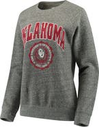 PRESSBOX Women's Pressbox Heathered Gray Oklahoma Sooners Edith Vintage Knobi Pullover Sweatshirt