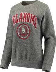 PRESSBOX Women's Pressbox Heathered Gray Oklahoma Sooners Edith Vintage Knobi Pullover Sweatshirt