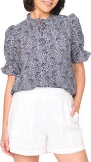GIBSONLOOK Dianthus Floral Puff Sleeve Top