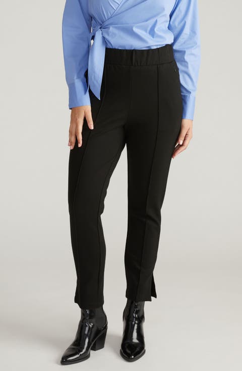 Pintuck Pull-On Skinny Ponte Pants (Plus)
