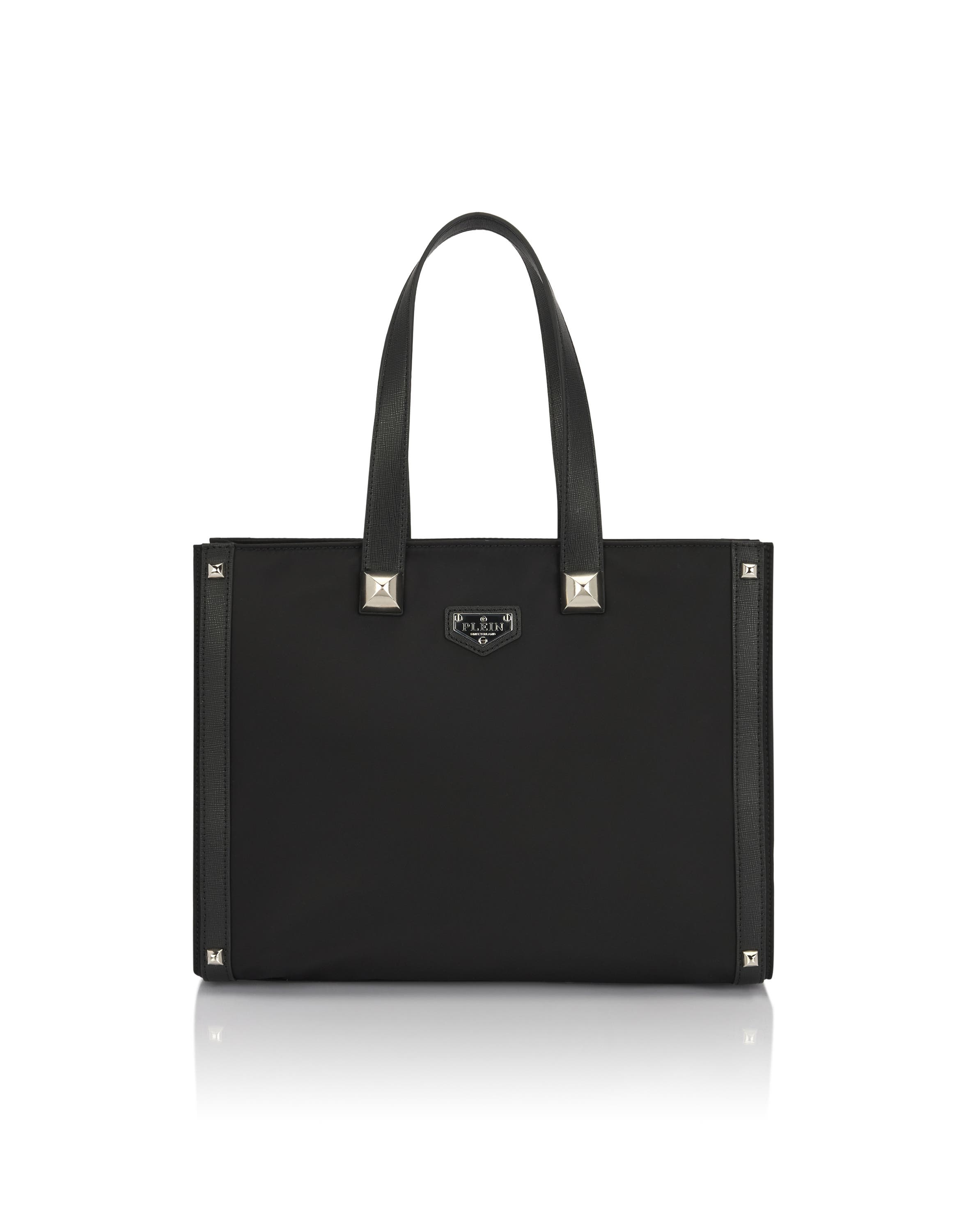Nylon Tote Bag Studs Women, Alternate, color, black