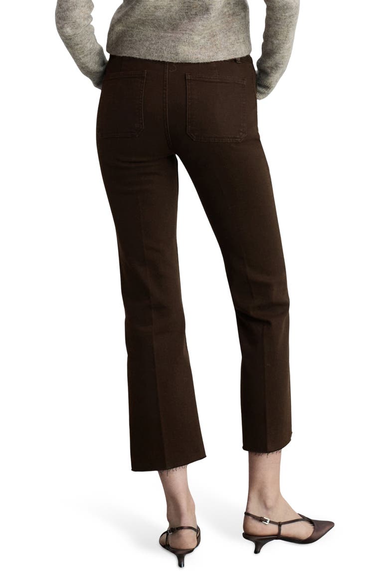 Patch Pocket Raw Hem Crop Flare Jeans, Alternate, color, CHOCOLATE