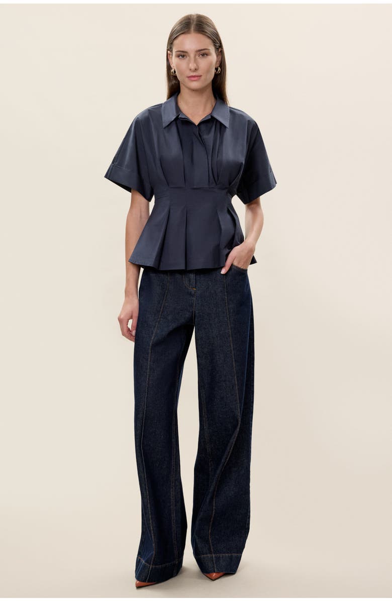 Rebecca Taylor Aisley Poplin Blouse, Main, color, Navy