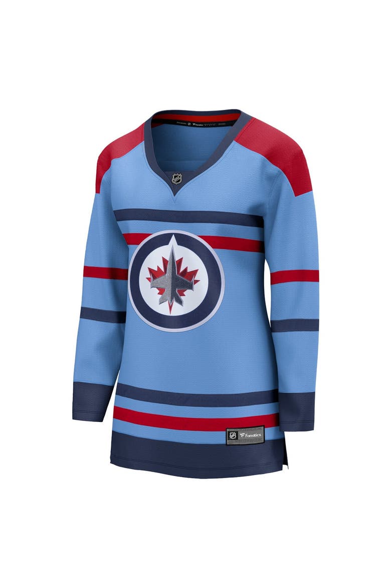 Women's Fanatics Branded  Light Blue Winnipeg Jets Anniversary Premier Breakaway Jersey, Alternate, color, Light Blue