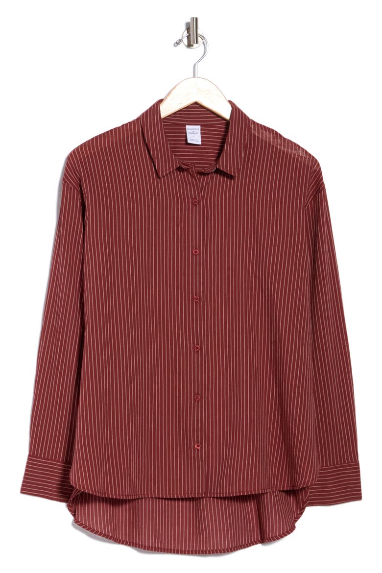 Stripe Cotton Poplin Button-Up Shirt, Alternate, color, BURGUNDY- IVORY CAYTLYN STRIPE