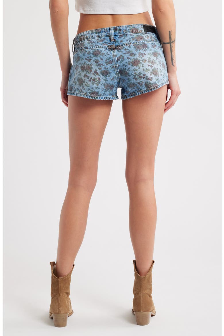 Nara Floral Lace-Up Low Rise Denim Shorts, Alternate, color, INDIGO