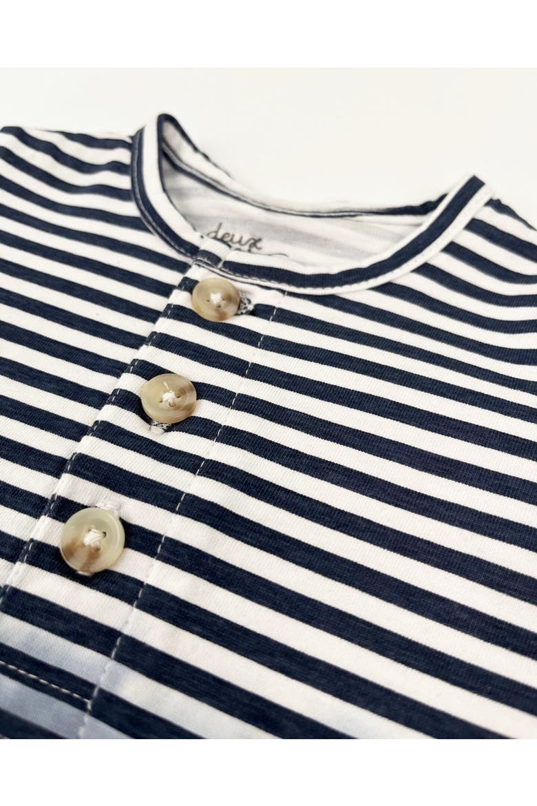 Short Sleeve Gradient Stripes Organic Cotton Romper, Alternate, color, Striped Gradient Blue
