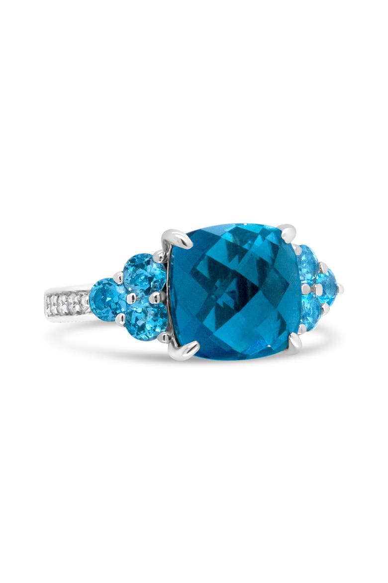 18K Gold Topaz & 1/6 Cttw Diamond 3 Stone Style Ring -  .5, Alternate, color, White